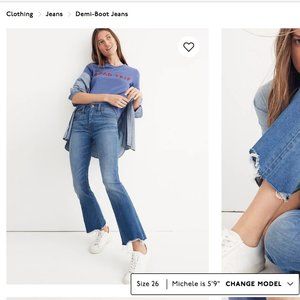 Madewell Cali Demi-Boot Jeans: Destructed-Hem Edition Size 26